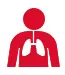 Icona salute omino stilizzato in rosso con evidenza apparato respiratorio in bianco